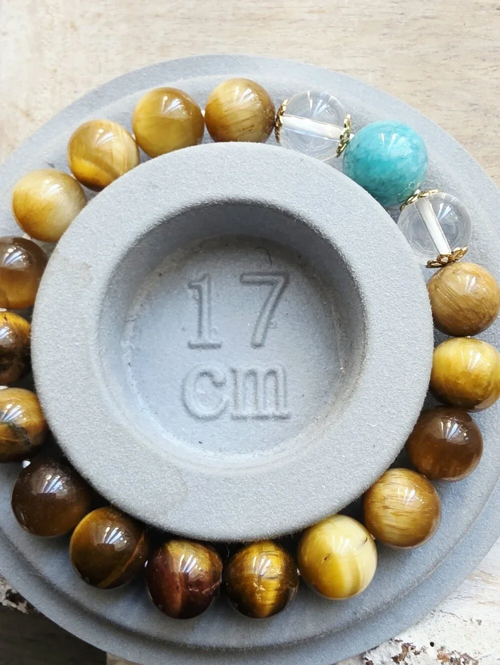 Tiger Eye and Amazonite Beaded Stretch Bracelet with Clear Quartz | Natural